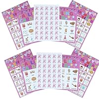 NHQZ 1 Set Geburtstagsfeiern Bingo Spiel, Bingo Karten für Geburtstagsfeiern, Spiele Geschenke Zubehör Dekorationen, Bingokarten, bingo spiel (Rosa)