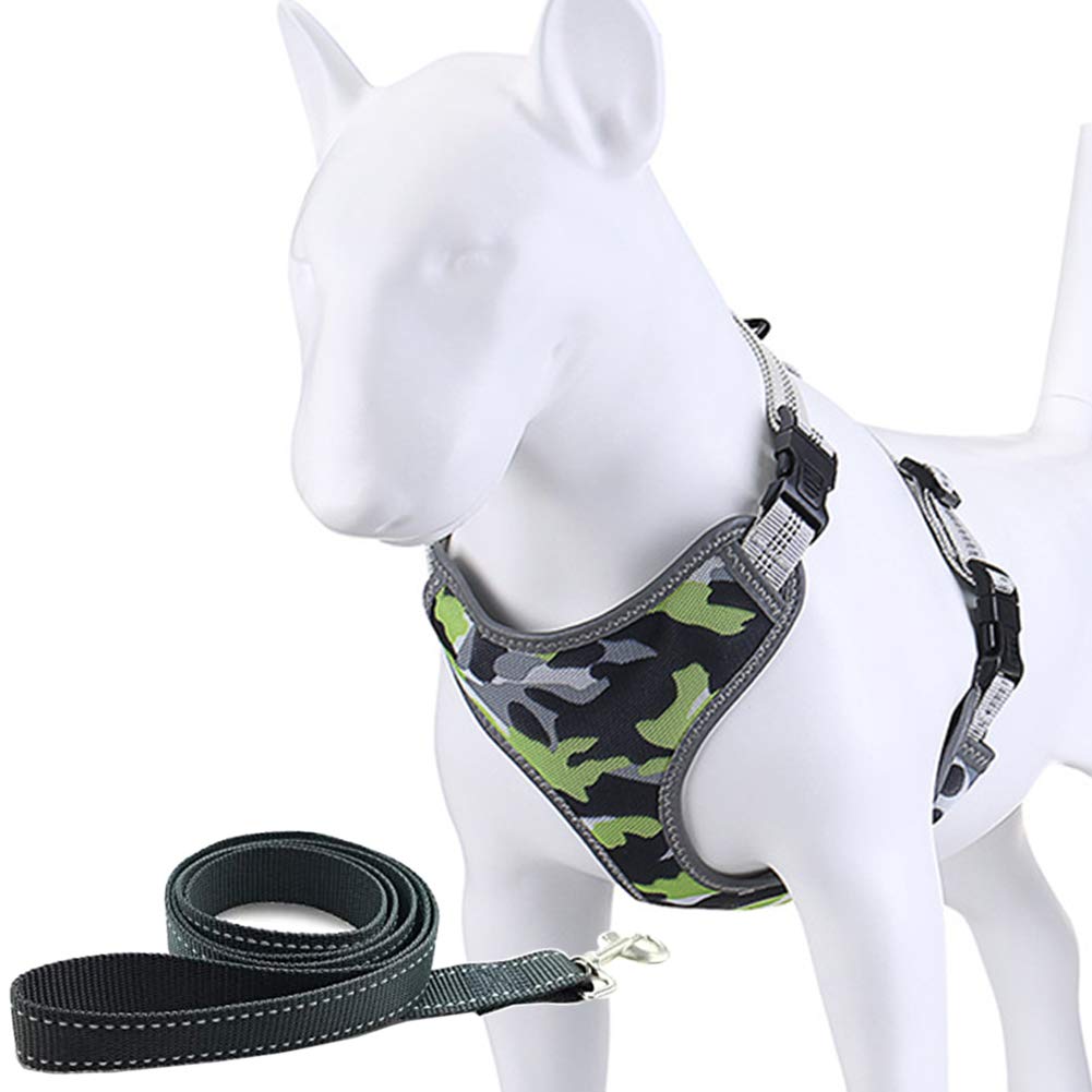 Sweety Moomoo Reflective Dog Harness Puppy Vest and lead set, Chest Girth 42cm-53cm, Adjustable Harnesses for Small Medium Large Dog XS,M(S)