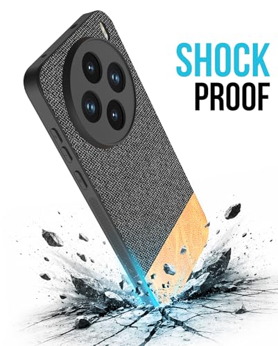 Image of Kapa Soft Fabric & Leather Hybrid Protective Back Cover for Vivo X200T 5G | Shockproof Slim Hard Anti Slip Back Case (Black,Brown)
