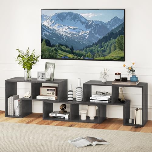 GIANTEX Fernsehschrank TV-Schrank frei kombinierbar, TV-Board Sideboard Lowboard Holz 3-teilig, Fernsehtisch für TVs bis zu 65 Zoll, Bücherregal Eckregal Aufbewahrungsregal multifunktional, Grau