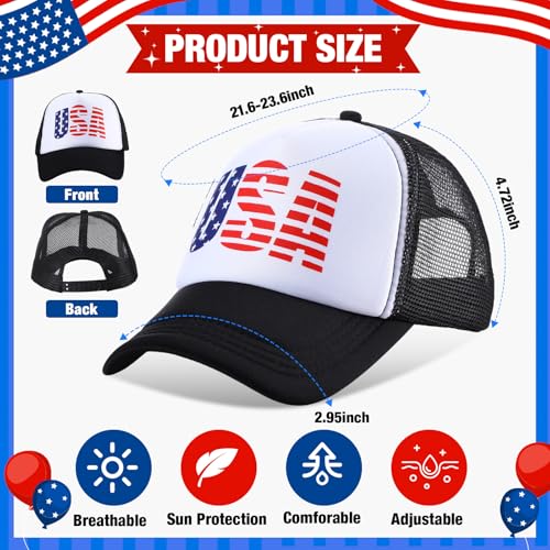 Image of Hercicy 10 Pcs 4th of July Hats American Flag Hat Patriotic Hat Bulk 250th Anniversary USA Mesh Trucker Caps for Men Women