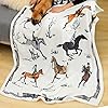 chifave Horse Blanket Gift for Girls Boys Adults Throw with Horses Design Fuzzy Soft Stuff Knight Horsemen Equestrian Gifts for Horse Lovers Kids and Toddler 50"x60" #1