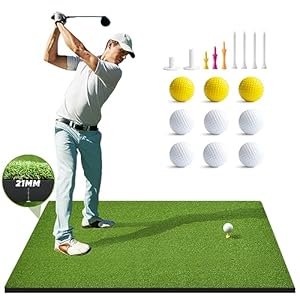 5x4ft Golf Hitting Practice Mat – Thickened Artificial Turf for Indoor & Outdoor Training,Durable Golf Swing Trainer with 9 Balls & 9 Tees for Backyard & Home Use