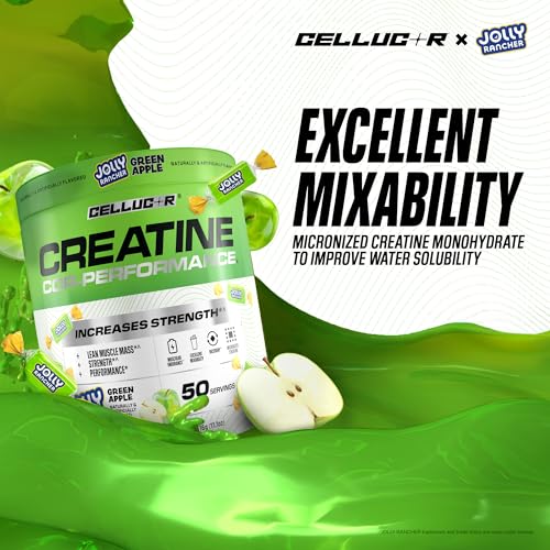 Image of Cellucor Creatine Powder, Jolly Rancher Green Apple - Increases Strength, Lean Muscle Mass & Endurance, Micronized Creatine for Fast Absorption, 5g Creatine per Serving, 50 Servings