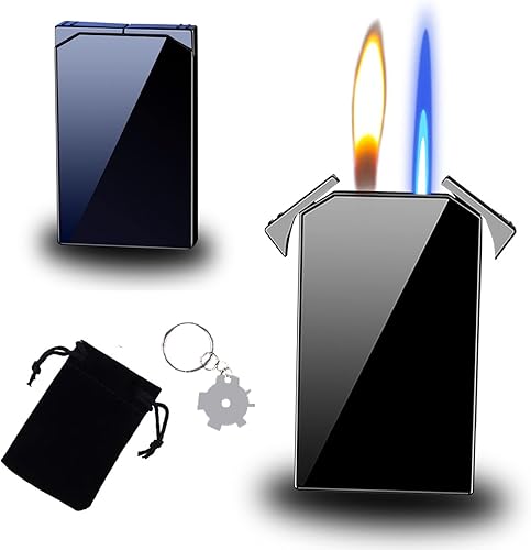 Encendedor de antorcha, encendedor fresco, encendedor de butano a prueba de viento, método de doble encendido, llama de chorro ajustable y luz