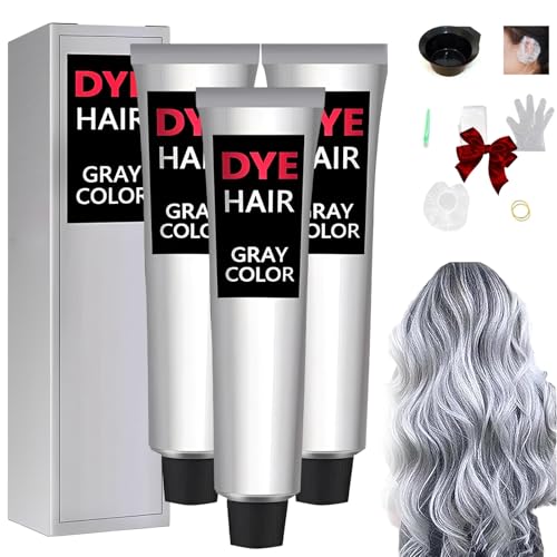Tinte Natural En Crema Gris Plateado, Tinte Gris Plateado, Crema Gri Claro Plateao, Tine Platead, Tint Unisex De Moda Para Todo Tipo De Cabello (3 unidades)