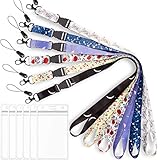 Foshine Lanyard with Badge Holder Lanyards 6 Pack white Black Lanyards for id Badges Holder Rose...