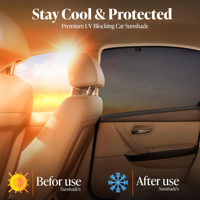 Image of Car Window Sun Shade Protector for B RV | Exact Fit Non-Magnetic Half Cut Sunshade (Set of 4 /6) | UV Blocker Side Window Car Curtains & Interior Accessory