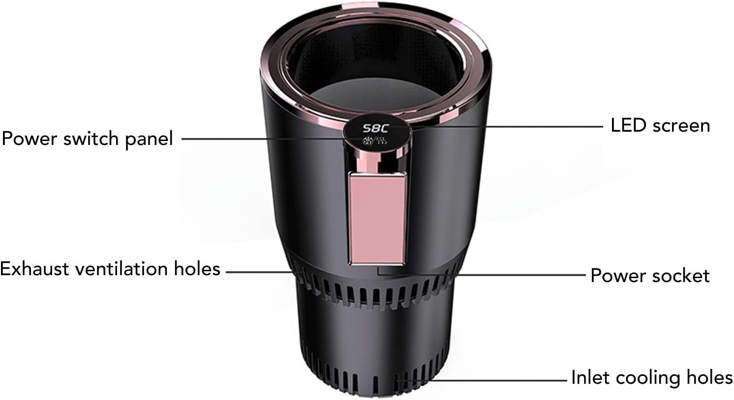 TOPINCN Heat Cup Holder, 2 in 1 Car Cup Warmer Cooler with LCD Display, Auto Car Cooling Heating Cup Holder, Suitable for Driving, Picnics (#1)