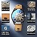 GLEIM Gute Mens Watches, Mechanical Skeleton Automatic Self-Winding Steampunk Watch for Men, Casual Clock Brown Leather Wrist Watch