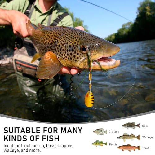 THKFISH Spinner Baits Fishing Spinners Spinnerbait Trout Lures Fishing Lures for Bass Trout Crappie B-1/7oz 8pcs - Image 3