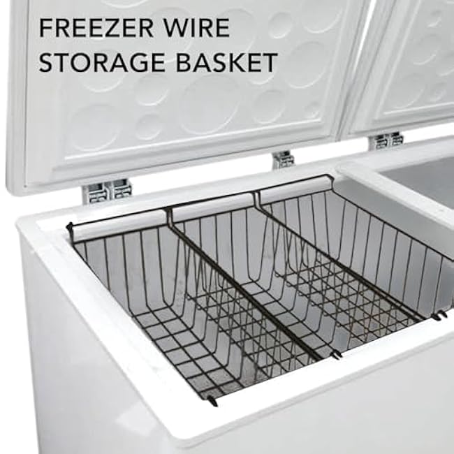 Freezer Organizer Bins, 2 Pack Small Stackable Deep Freezer Organizer Bins, Freezer Storage Wire Rack with PE Coating, Freezer Hanging Basket, 50X26X23CM, Black