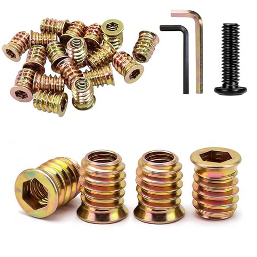 Image of 50 Pcs Threaded Inserts for Wood M6 x 12mm, Hex Socket Drive Nut Inserts