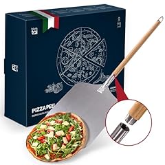 Blumtal Pizzaschieber mit großer Fläche und abnehmbaren Griff - 30,5cm x 30,5cm Pizzaschaufel Aluminium - abnehmbarer Griff aus Holz 85cm