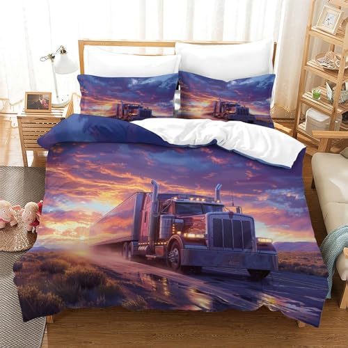 Housse de couette tracteur 200x200 anti-plis en microfibre 3 pièces