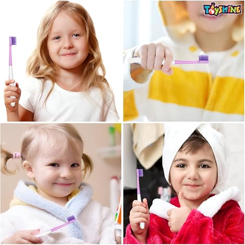 Image of Spanker Pack of 5 Children's Cute Soft Bristle Toothbrush with Fine Bristles | Lion Handle & Pressure-Reducing Design for Good Cleaning Effect Manual Toothbrush For Kids 3-12yrs