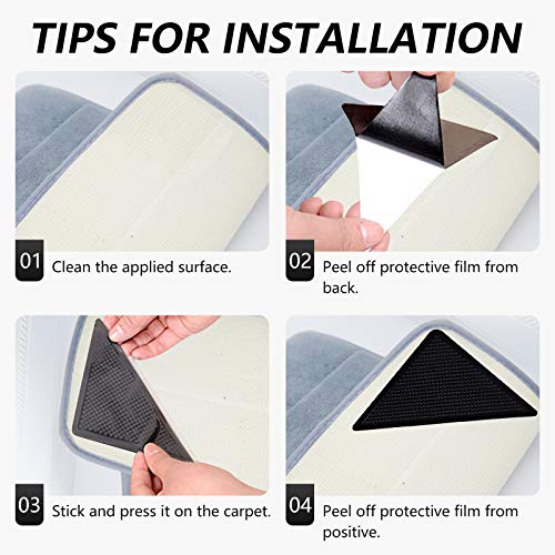 12 Pcs Rug Tape, Non Slip Rug Grippers, Reusable Washable Eco-Friendly Rug Pads for Area Rugs on Hardwood, Tile Floors, Carpets, Floor Mats, Linoleum, Wall - Thumbnail 6