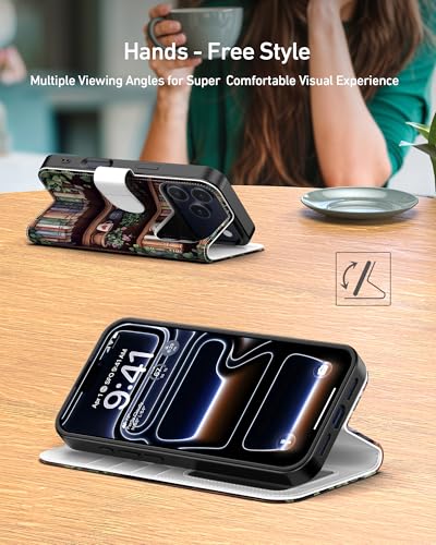 DEENAKIN for iPhone 17 Pro/iPhone 18 Pro Wallet Case + Cash Clip | Card Solts Holder, RFID-Blocking, UV-Printed Artwork, Magnetic Closure with Leather Kickstand - image 3