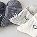 Nanmuir Toddler Boys Girls Crew Socks, Happy Face Unisex Kids Soft Cotton Solid Color Dress Ankle Socks, Pack of 5 (US, Age, 2 Years, 4 Years, Black+White+Grey+Deep Grey+Light Grey)