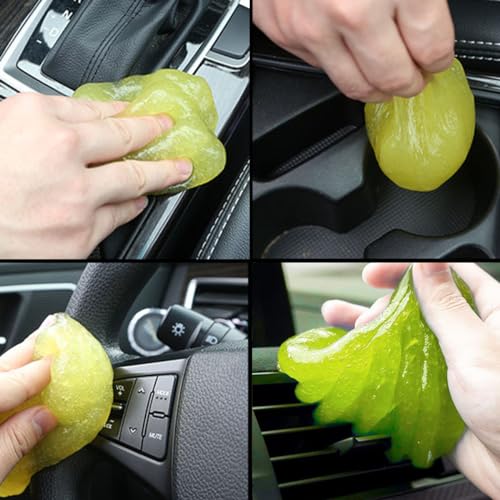 Uiojokv Car Cleaning Gel, Universal Auto Detailing Putty for Dust Removal, Reusable Car Goop Cleaner Supplies Auto Slime, Car Crevice Cleaner, Car Accessories for Laptops, Keyboard, Air Vents (Yellow)