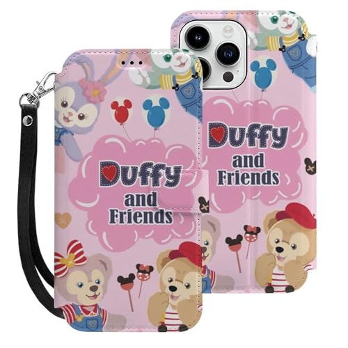 ダッフィーフレンズ iPhone15 Pro Max用ケース 手帳型 財布型 スマホケース カード収納 PUレザー おしゃれ アイフォン15 Pro Max用ケース 全面保護 マグネット式 耐衝撃 脱着簡単