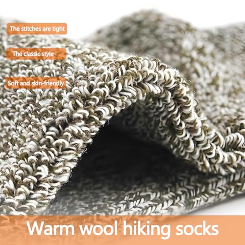Image of Zibuyu 5 Pairs Mens Merino Wool Thermal Hiking Socks, Winter Socks for Men, Thick Winter Crew Socks with Cushion, Breathable Odor-Resistant Fabric, Durable and Warm for Outdoor & Indoor Use