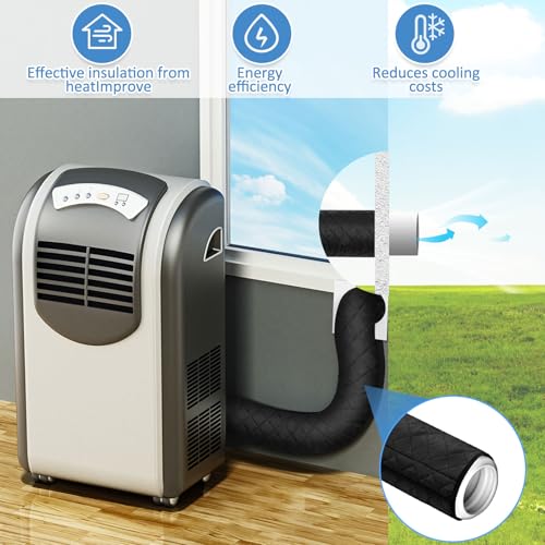 Image of Outus 4 Pcs Air Conditioner Hose Cover Wrap - Ac Hose Duct Vent Insulation Sleeve Insulated Cover for Portable Ac for 5 inch & 5. 9 inch Diameter 60 inch Long Exhaust Hoses Tube (Black)