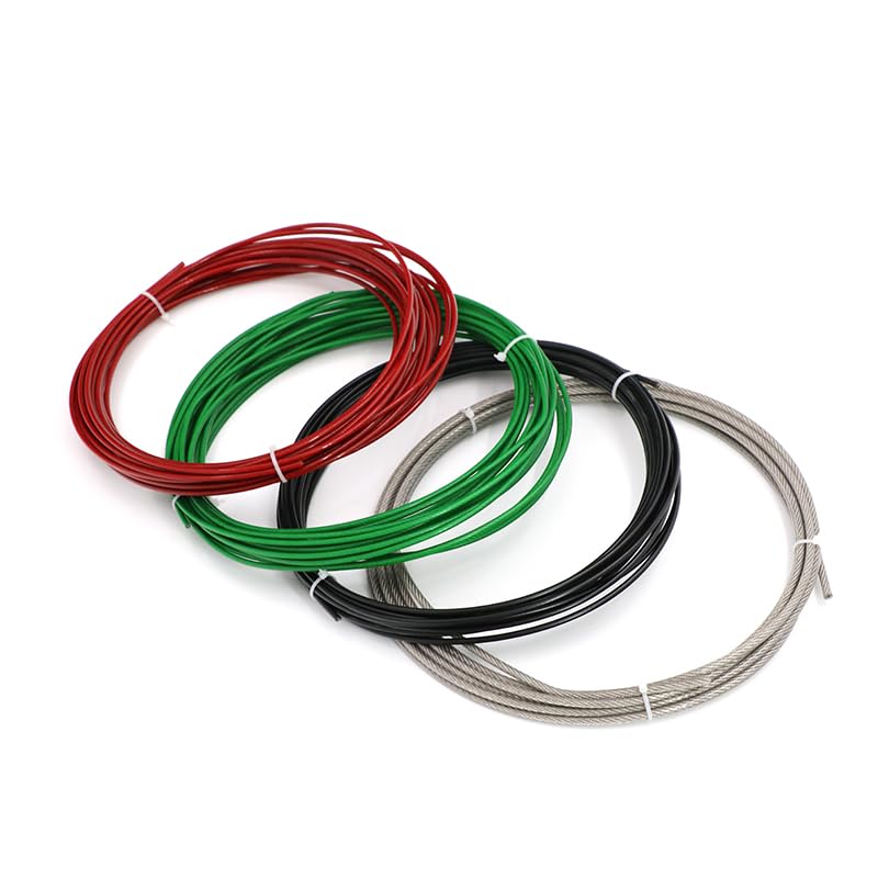 Cable Acero Cable de cuerda alambre acero inoxidable 304 recubierto plástico, verde, rojo, negro, 50/100M, diámetro 1MM-6MM después del recubrimiento(Green,100M,4mm after coating)