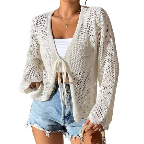 Cache-maillot de plage tricoté en dentelle pour femme en acrylique léger