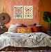 SPBL&L Vintage Floral Mexican Wall Art, Abstract Flower Poster Hanger Frame, Burnt Orange Terracotta Botanical Hanging Canvas Pictures Prints Wall Decor for Home Bedroom, 12x16 Inch Set of 2