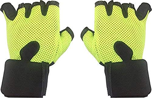 Leather Gym Glove for Men & Women - Free Size - by GymWar (Green)-image-41