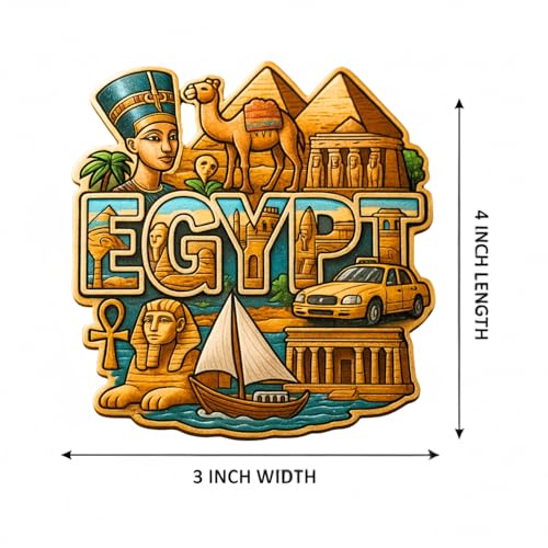 Image of Souvenir Fridge Magnet | 4x3 Inch Collectible Travel Decor | Strong & Durable Refrigerator Magnet with Iconic Landmarks for Travelers (Egypt)