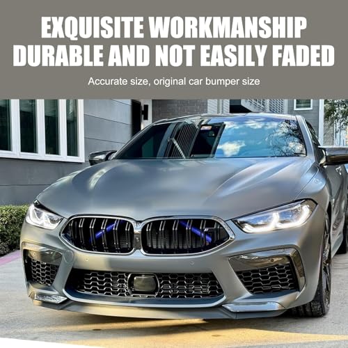 Image of 2PCS Car Grill Inserts Trims, Waterproof & Heat-resistant Vehicle Water Tank Exterior Trim, Personality Hood Grille Strips, Compatible with BMW V Brace Covers 1 2 3 4 5 6 7 Series (Blue)