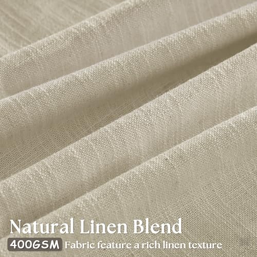 Image of TWODRAPES Pinch Pleated Extra Wide Curtain Panels 84 Inches Long 70 Wide Linen Curtain for Patio Sliding Glass Door Beige Hooks Rings Semi Sheer Privacy 84 Inch Length for Living Room 70x84 1 Panel