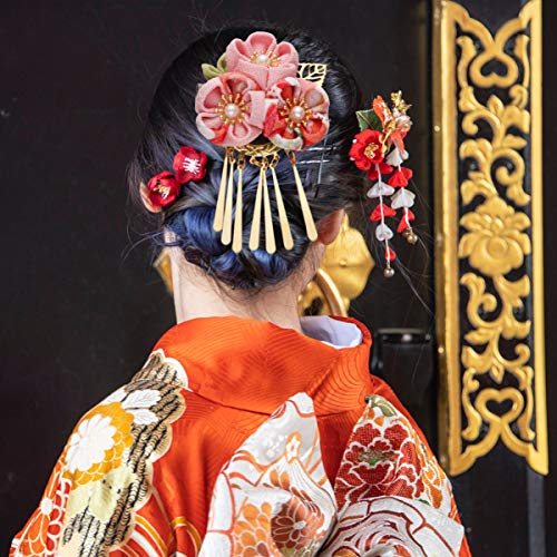 Lurrose Pinza para el Cabello, Diseño Japonés de Flor Kimono, para Mujeres y Niñas, Accesorios para el Cabello, Banda Sujeta Cabello, Color Rosa, 1 Unidad miniatura 6