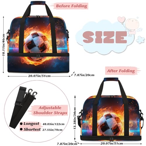 Large Weekender Overnight Bags Sports Football Fire Travel Duffel Bag for Women Men Gym Bag With Shoe Compartment Foldie Travel Tote Bag Carry On Personal Item Bag for Travel Gym Sports2