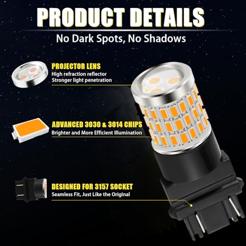 Image of iBrightstar 3157 LED Bulb Amber, 3157a LED Turn Signal Bulbs Super Bright for vehicle Blinker Lights and Turn Signal Lights, 2 Pack