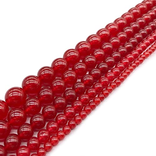 Natural Calcédoine rouge Pierre ronde perle d'espacement en vrac for bijoux Faire 15 '' Strand DIY Bijoux Bracelet 6mm 8mm 10mm 12mm Artisanat fait à la main Cover