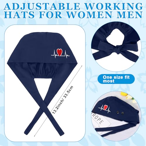 Image of Unittype 4 Pcs Nurse Caps for Women Nursing Working Caps with Button and Sweatband Adjustable Elastic Scrub Hats for Dentist