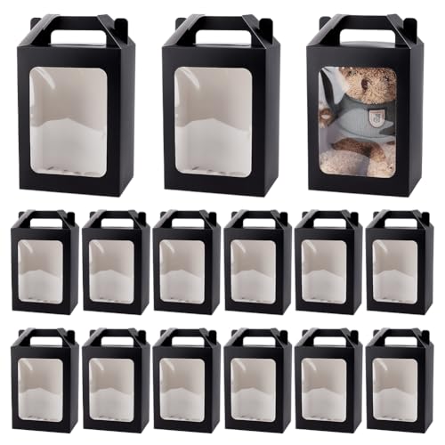 FREEBLOSS 15 STÜCK Große Geschenkbox Mit Durchsichtigem PVC Fenster Durchsichtige Geschenkboxen Für Geschenke Transparente Geschenkverpackungsbox Schwarze Geschenkboxen