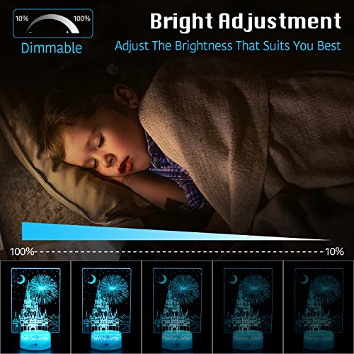 Uyeyuy Creative 3D Illusion Lamp Castle Night Light With Remote & Smart Touch 7 Colors + 16 Colors Changing Dimmable Castle Kids Night Light 2-12 Year Old Boy Or Girl Christmas Brithday Gifts #TOP3