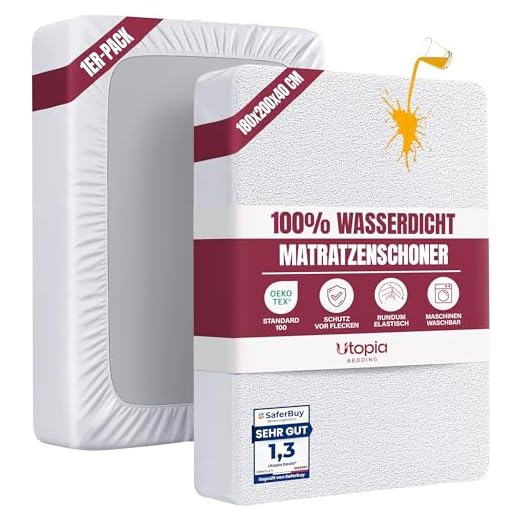 SETEX Molton Matratzenschutz, 180 x 200 cm, Eckgummis, 100 % Baumwolle, Basic, Naturfarben 1607180200001001 4 Utopia Bedding Wasserdichter Matratzenschoner 180 x 200 cm, Premium Terry Matratzenbezug 200 GSM, Atmungsaktiv, Rundum Elastisch