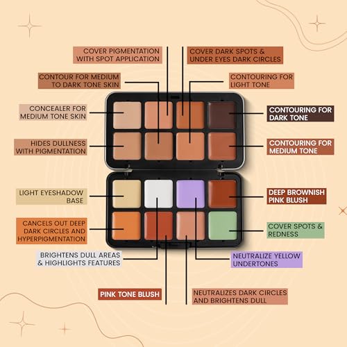 Image of Fashion Colour Glamorous Full Coverage Concealer Corrector Contour Palette | Creamy texture Moisturizing & Lasting | Easy To Blend & Lightweight Concealer For Face Makeup (32gm)