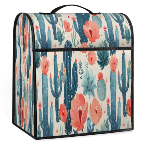 Coffee Maker Cover Watercolor Cactus Flower Kitchen Appliance Covers Small Appliance Covers Blender Cover Juicer Cover Dust Covers for Kitchen Appliances with Top Handle and Pockets,Washable,C283