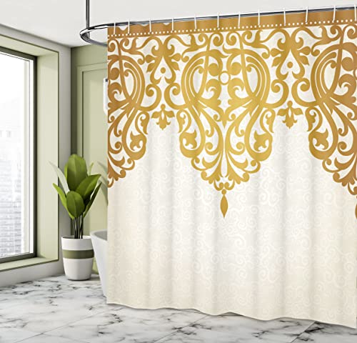 Ambesonne SC_15875 Antique Shower Curtain, Victorian Style Medieval Motifs Classic Baroque Oriental Shapes Print, Cloth Fabric Bathroom Decor Set thumb #3