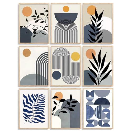 Image of kotart Aesthetic Boho Art Home Decoration Painting | Boho Paintings With Frame For Living Room Bed Room Hotel Wall Decor Digital Reprint Set of 9 (10X13 inch)