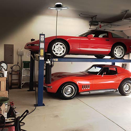 LED Garage Light Deformable Ceiling Lmap,Hansang 60W E26 Base Screw in Garage Light 6000K Daylight 6000LM LED Shop Light Bulbs 3 Adjustable Die-Casting Aluminum Panels 2 Pack(NO Motion Activated)