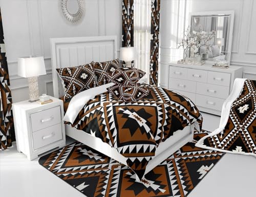 Homewish Aztec Bohemian Bedding Set Double 3 Pieces, Boho Southwestern Duvet Cover with Black Reverse - Image 4