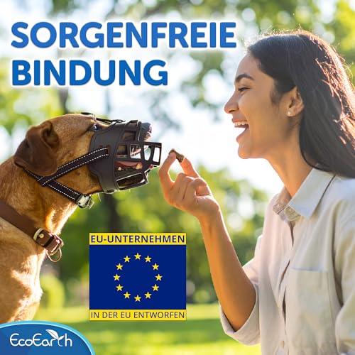 EcoEarth Hundemaulkorb - Langlebiger Korbmaulkorb für große Hunde - Extra groß, schwarz - Verstellbarer und atmungsaktiver Mundschutz zum Verhindern von Beißen und Bellen