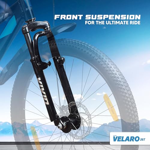 Image of Leader Vivid Valero 26T IBC 7 Speed Cycle for Men with Front Suspension & Dual Disc Brakes | Gear Bicycle for Men | Mountain Bike with Inbuilt Carrier & Steel Frame | Ideal for 10+ Years - Black
